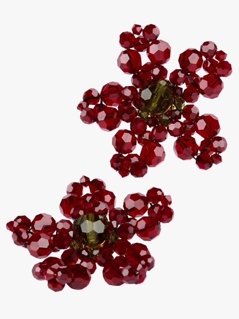 Gold-plated Crystal Flower Stud Earrings
