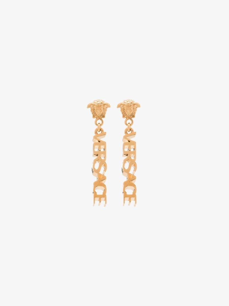 Gold-tone Medusa Logo Drop Earrings