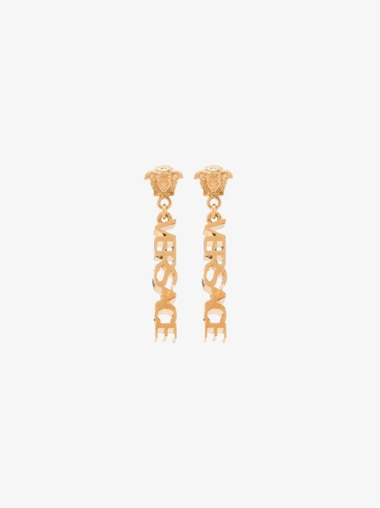 Gold-tone Medusa Logo Drop Earrings