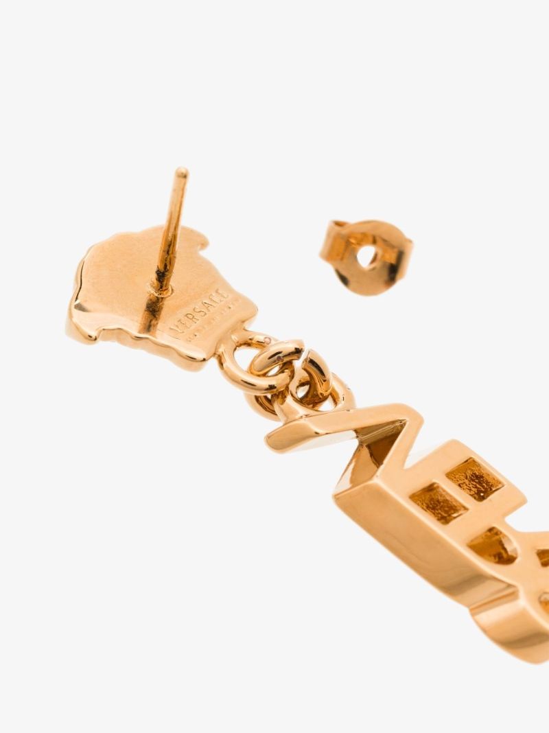 Gold-tone Medusa Logo Drop Earrings
