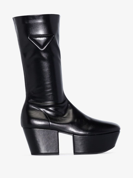 Black 70 Platform Leather Boots