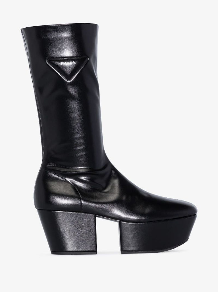 Black 70 Platform Leather Boots