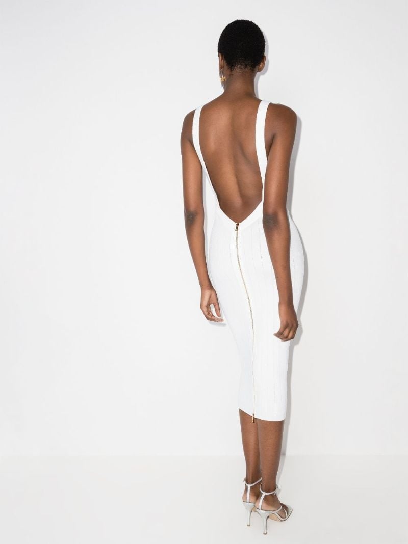 Buttoned Square Neck Midi Dress