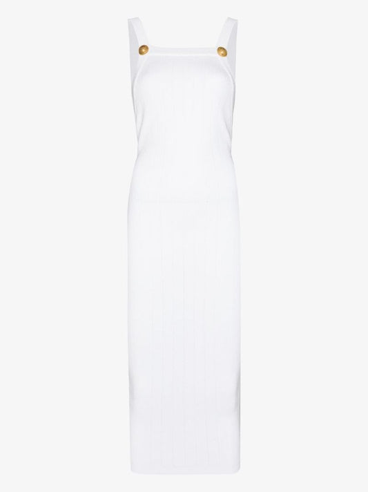 Buttoned Square Neck Midi Dress