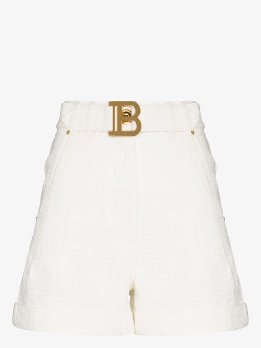 Monogram Belted Denim Shorts
