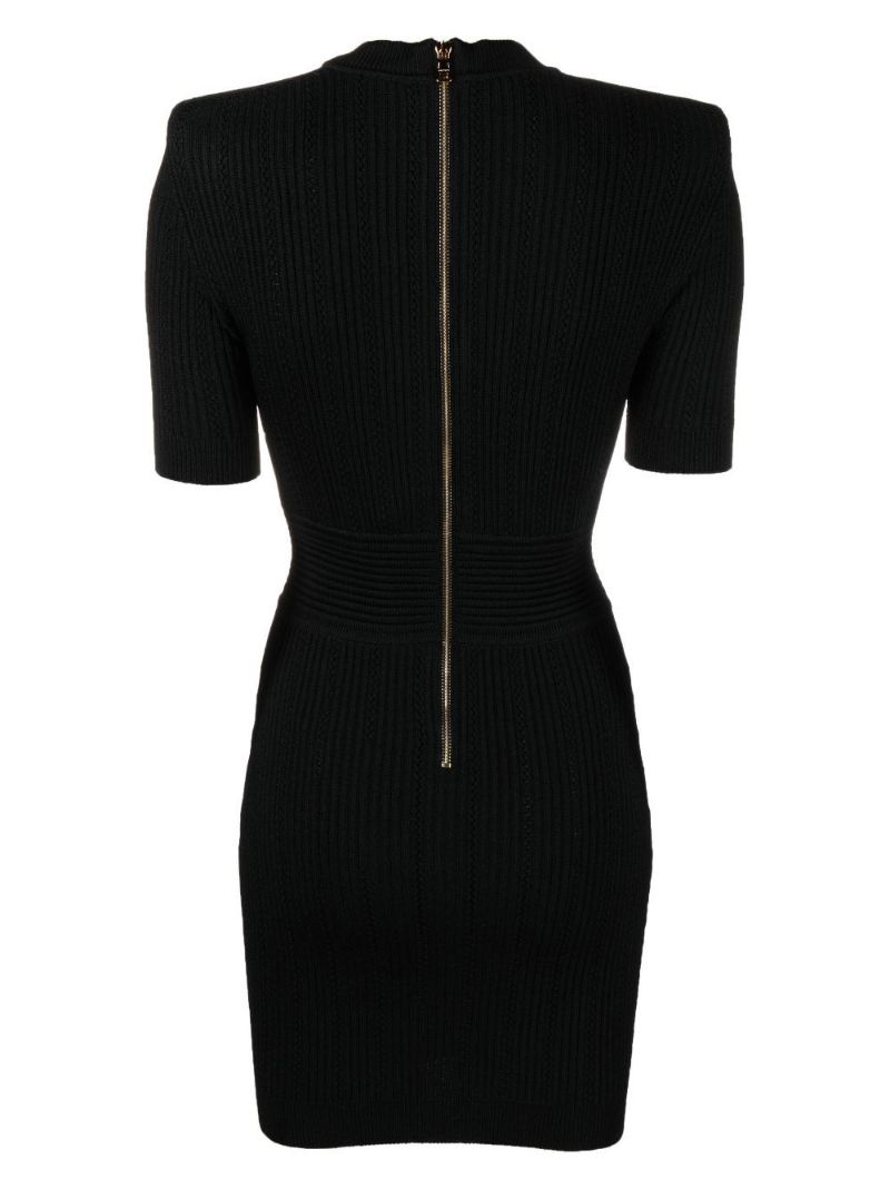 Black V-neck Buttoned Mini Dress