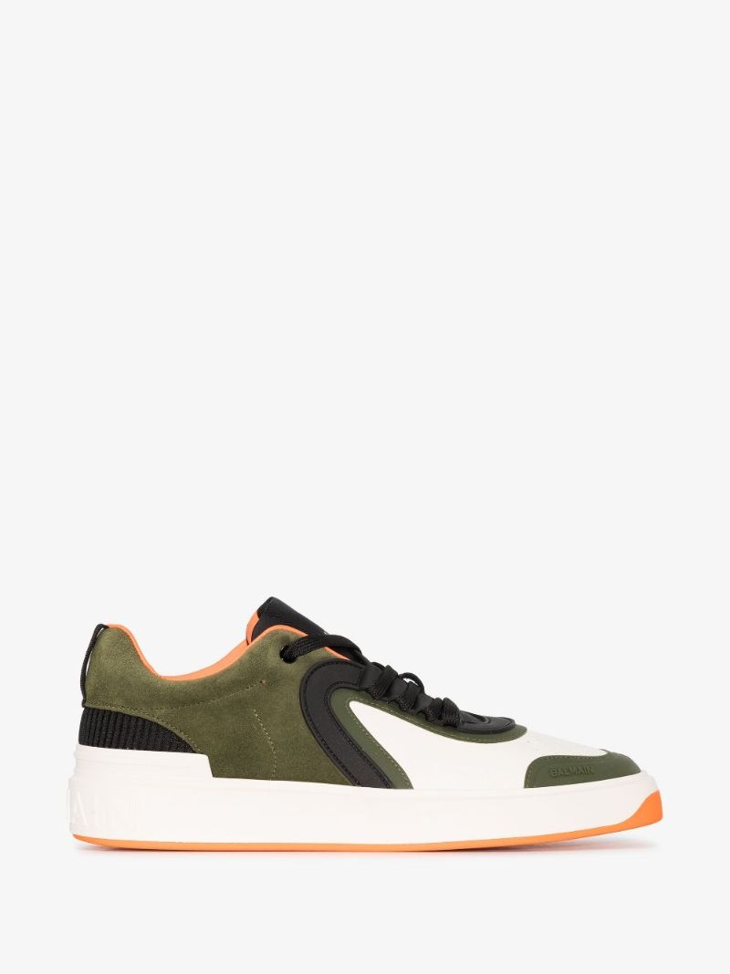 White and Green B-skate Suede Sneakers
