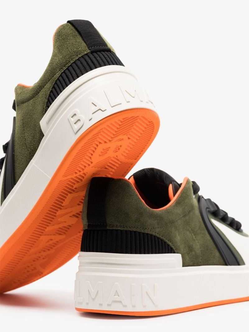 White and Green B-skate Suede Sneakers