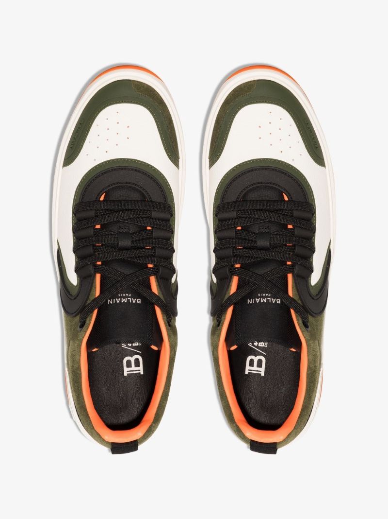 White and Green B-skate Suede Sneakers