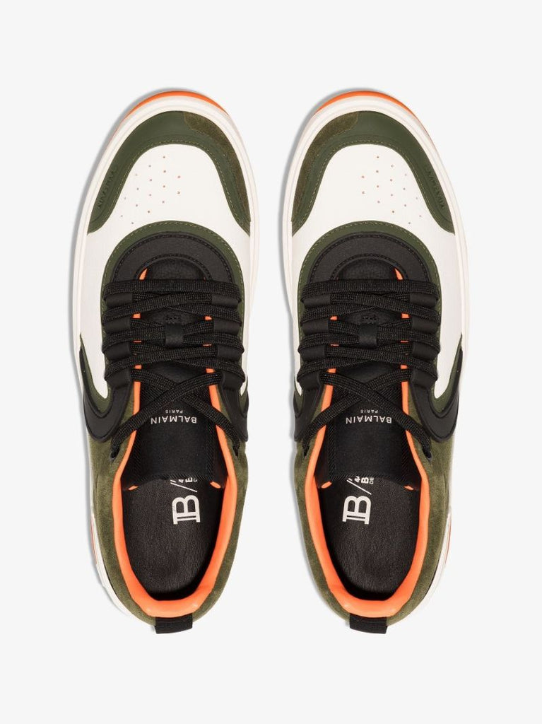 White and Green B-skate Suede Sneakers