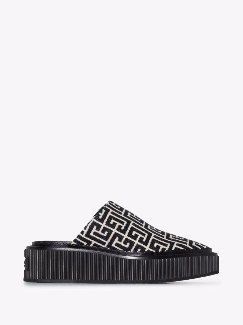Black Uda Jacquard Platform Mules