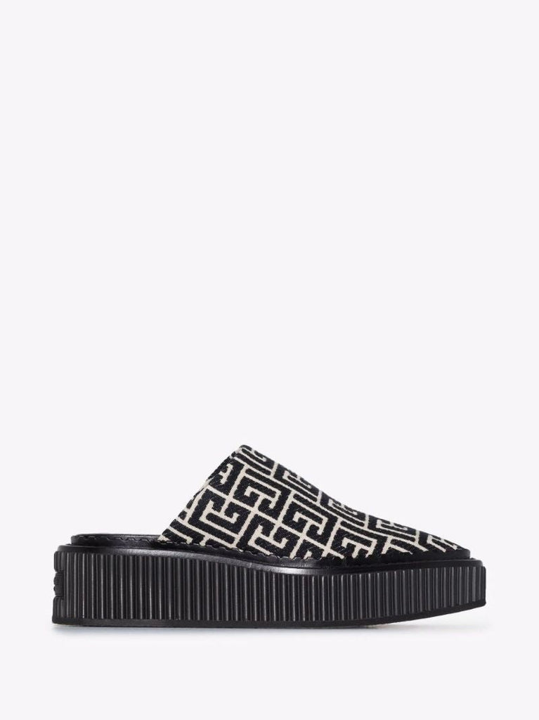 Black Uda Jacquard Platform Mules