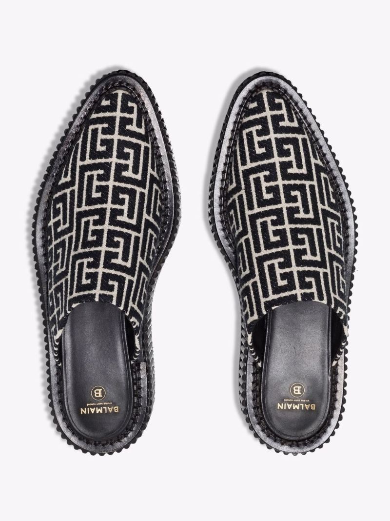 Black Uda Jacquard Platform Mules