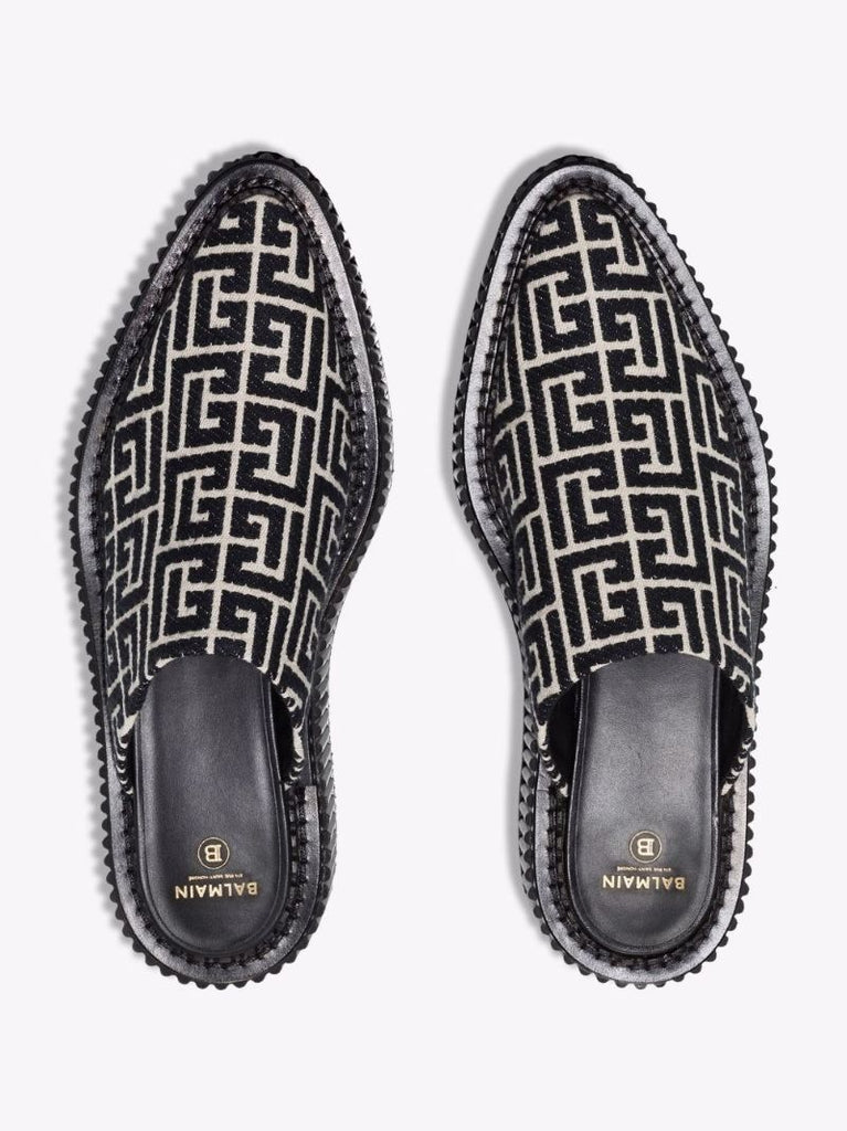 Black Uda Jacquard Platform Mules