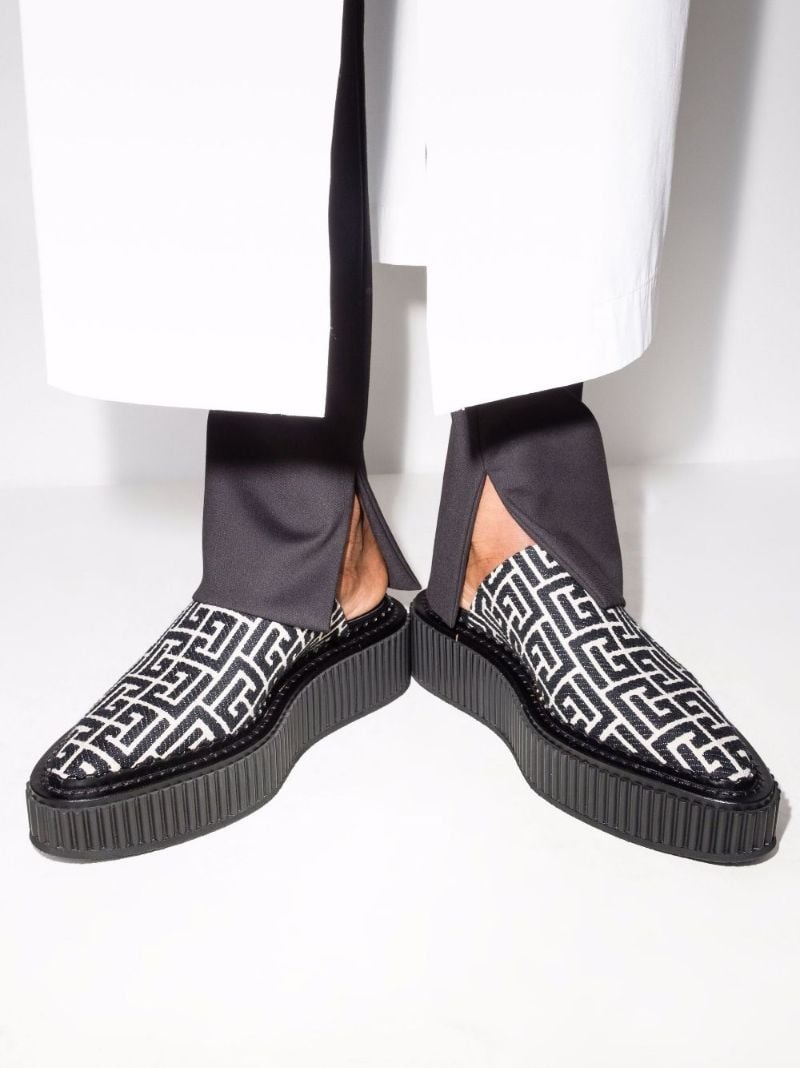 Black Uda Jacquard Platform Mules
