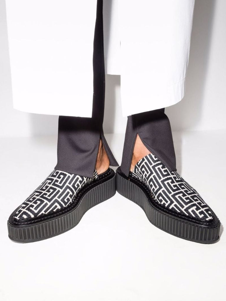 Black Uda Jacquard Platform Mules