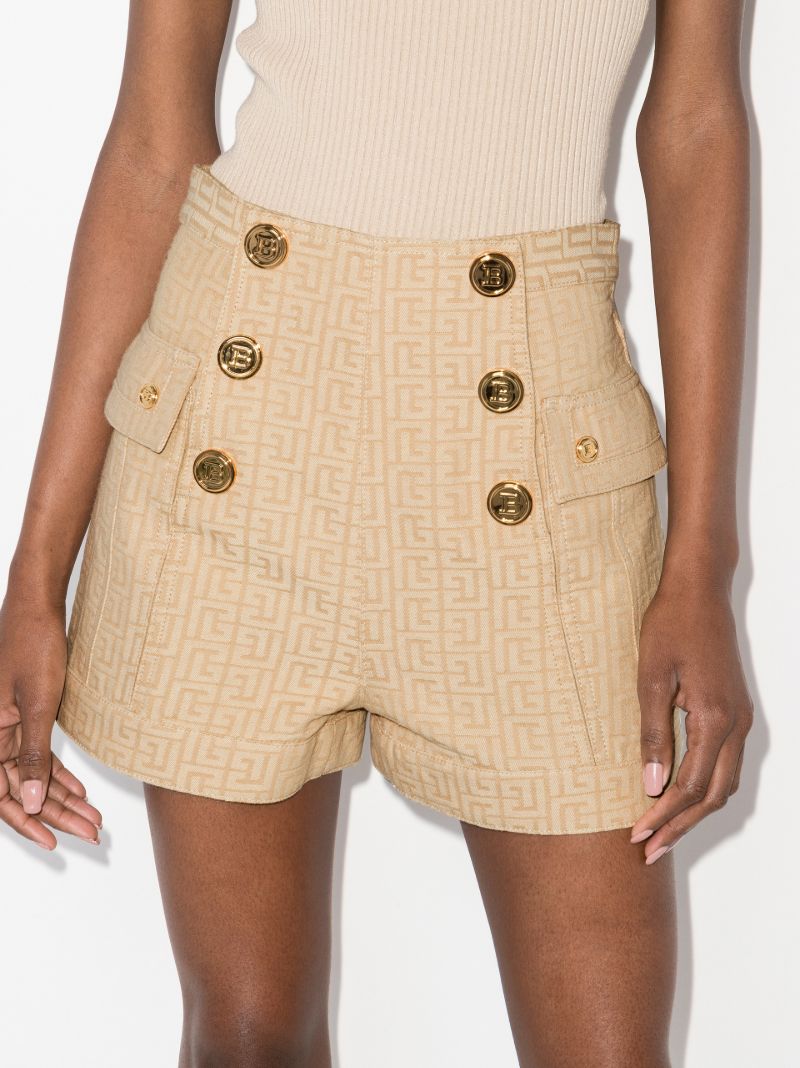 Neutral Monogram Jacquard Buttoned Shorts