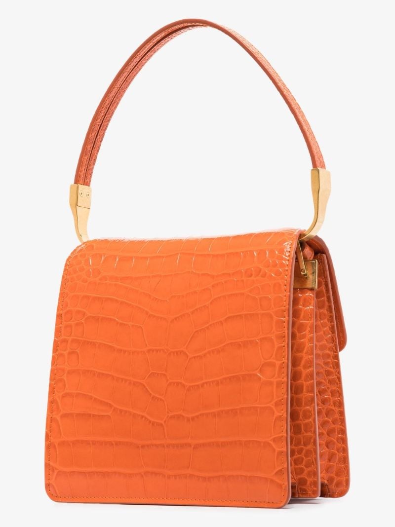 Orange Ely Mock Croc Leather Cross Body Bag
