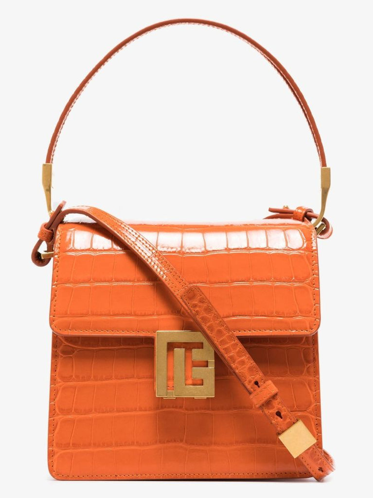 Orange Ely Mock Croc Leather Cross Body Bag