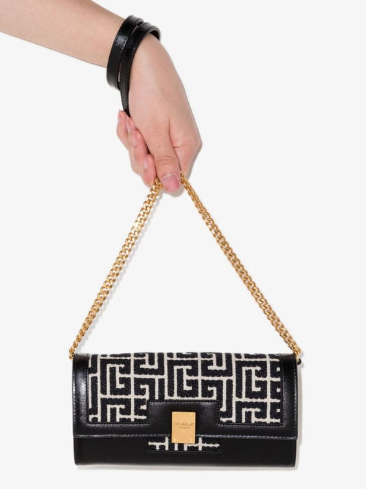 Black 1945 Heritage Monogram Leather Chain Wallet