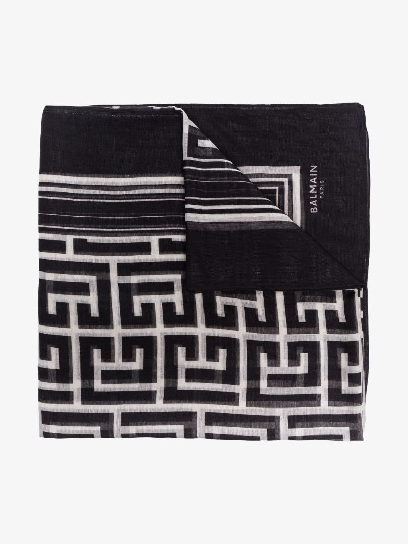 Black Monogram Pattern Scarf