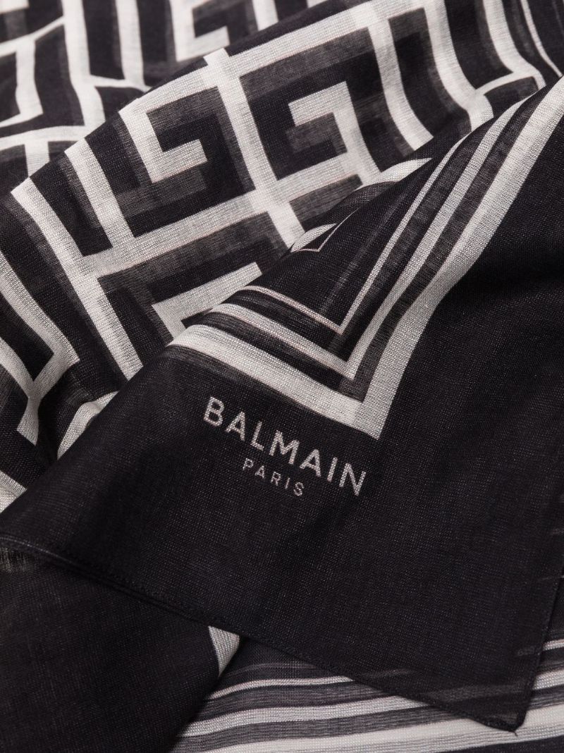 Black Monogram Pattern Scarf