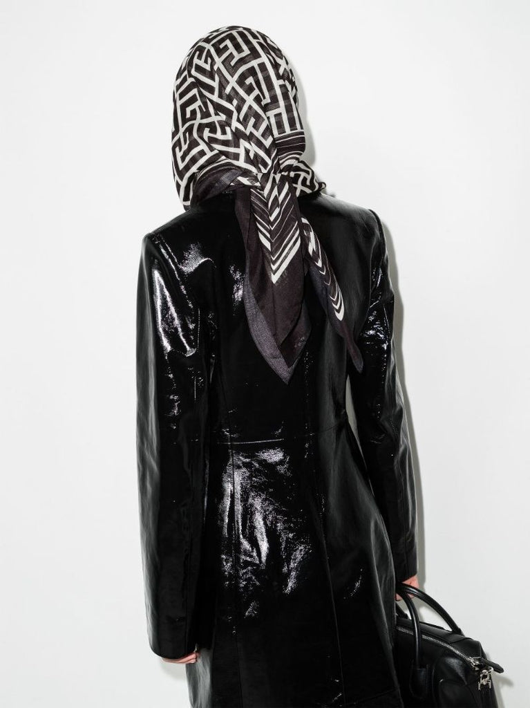 Black Monogram Pattern Scarf