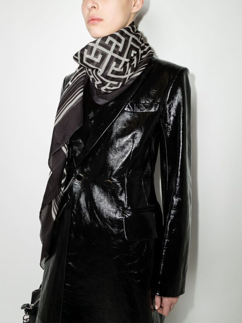 Black Monogram Pattern Scarf