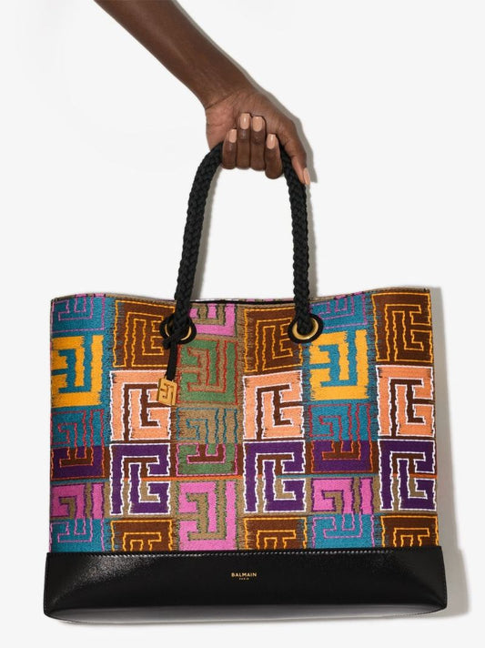 Multicoloured Monogram Tapestry Tote Bag