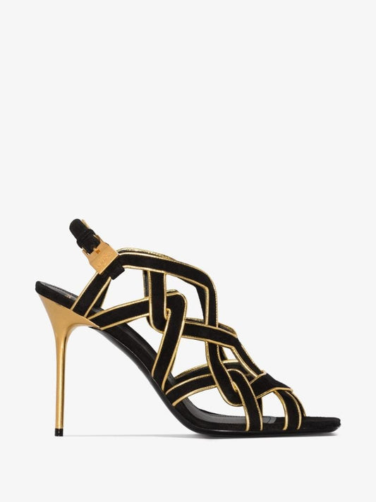 Black Urania 95 Suede Strappy Sandals