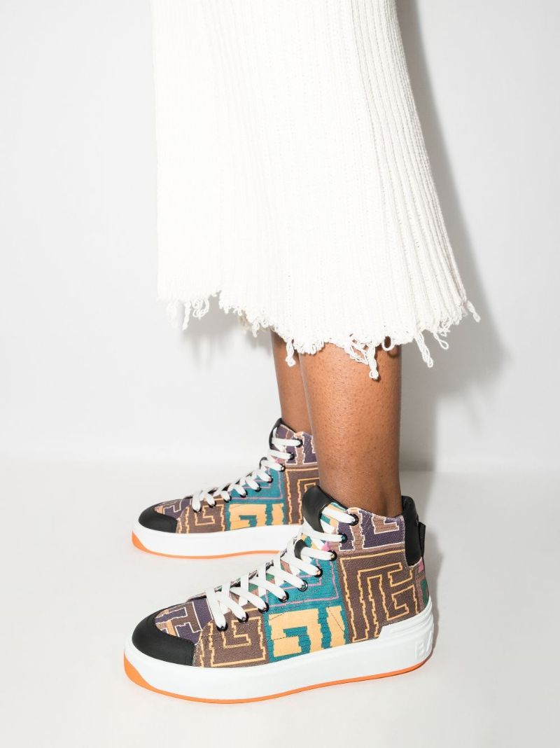 Brown B-court Monogram High Top Sneakers