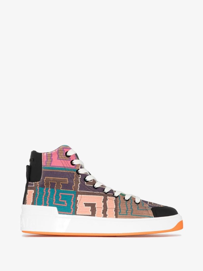 Brown B-court Monogram High Top Sneakers