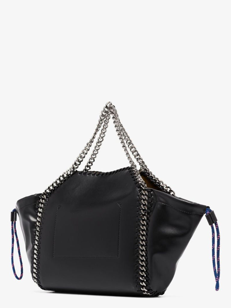 Black Faux Leather Chain Tote Bag