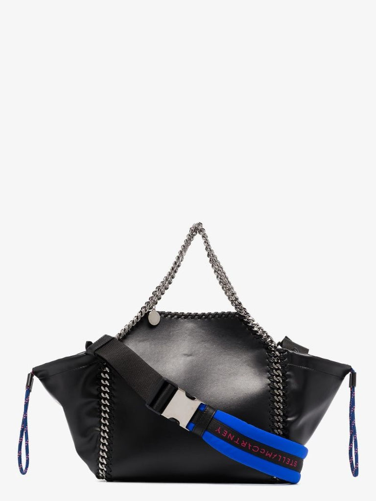 Black Faux Leather Chain Tote Bag