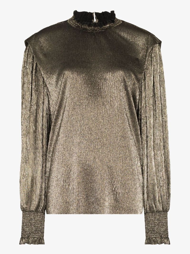 Noshi High Neck Metallic Blouse