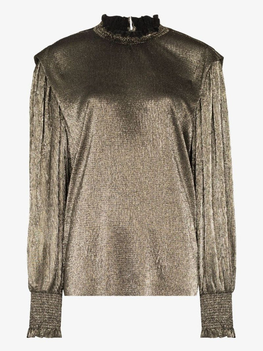 Noshi High Neck Metallic Blouse