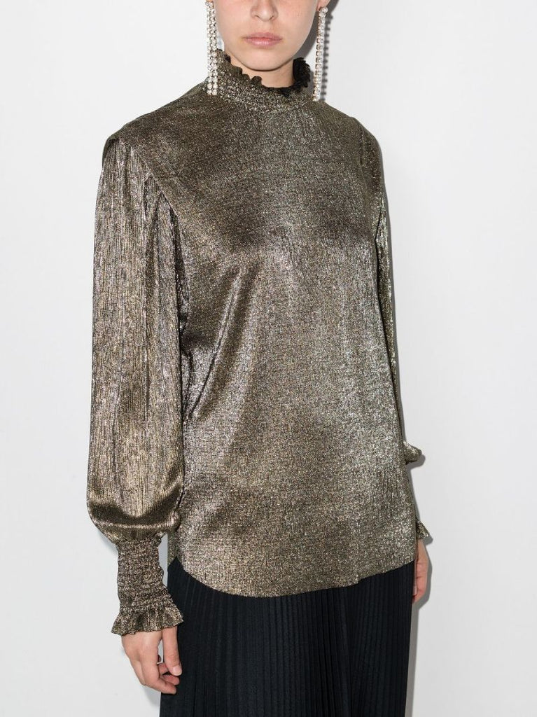 Noshi High Neck Metallic Blouse