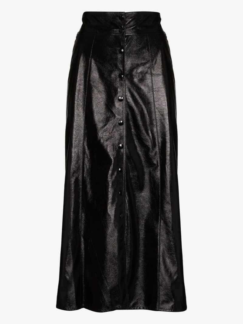 Baxomili Faux Leather Midi Skirt