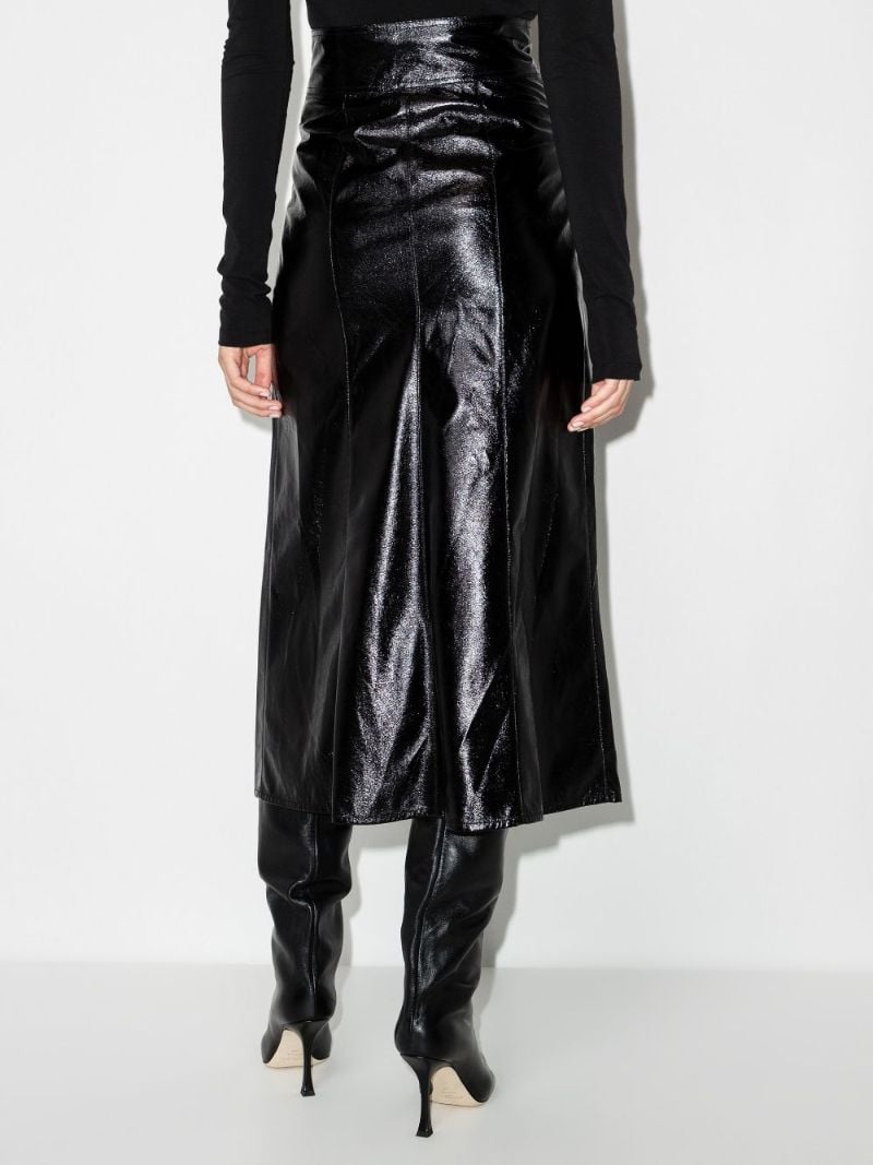 Baxomili Faux Leather Midi Skirt