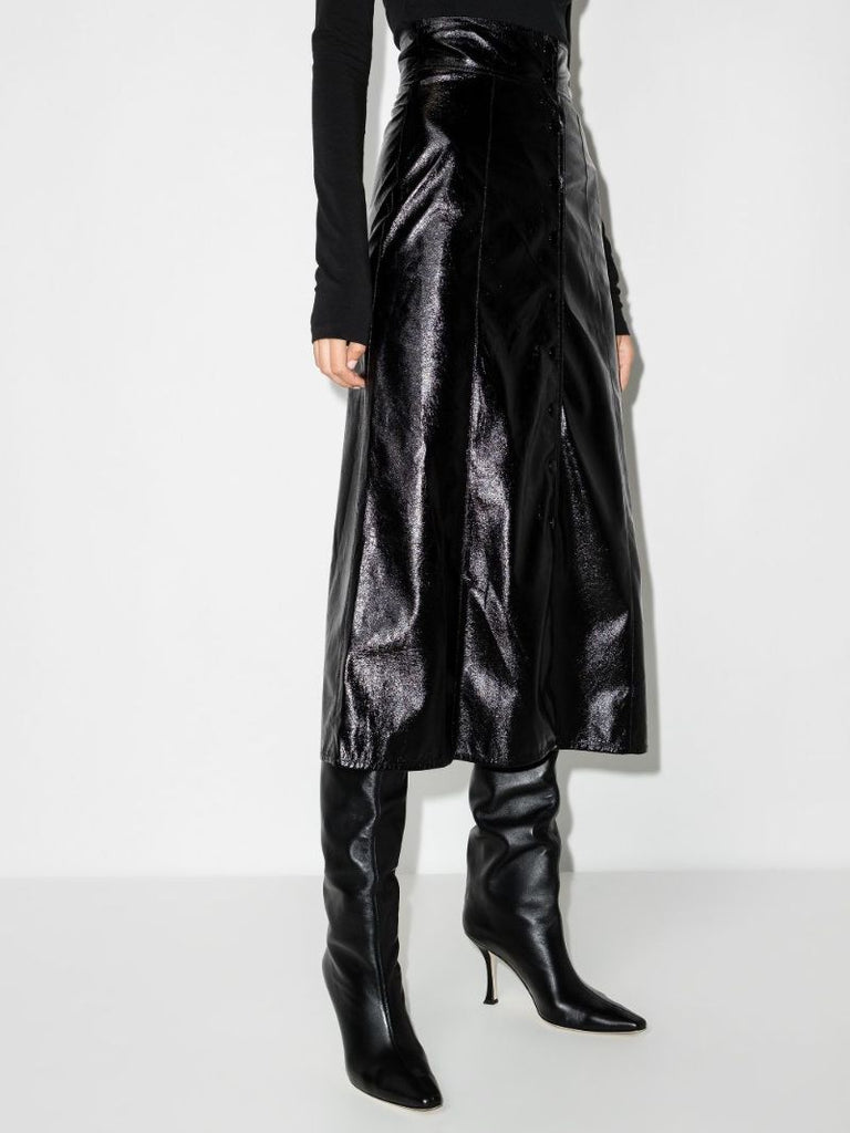 Baxomili Faux Leather Midi Skirt