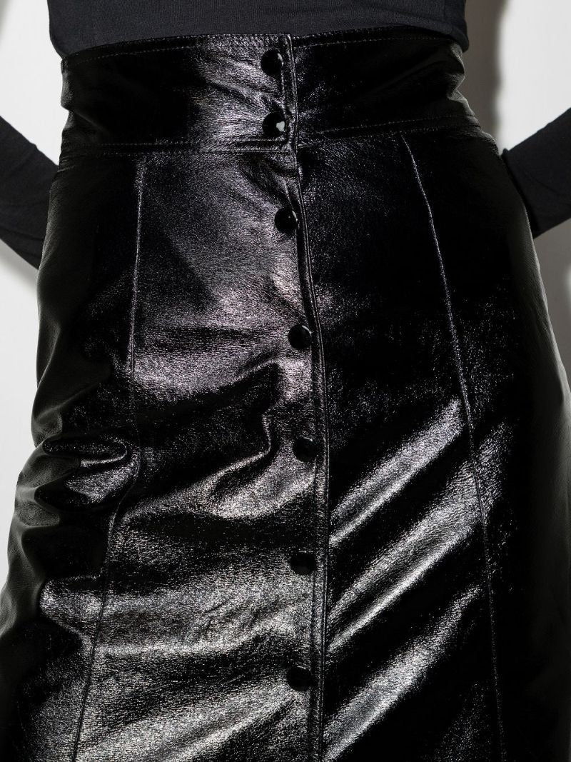 Baxomili Faux Leather Midi Skirt