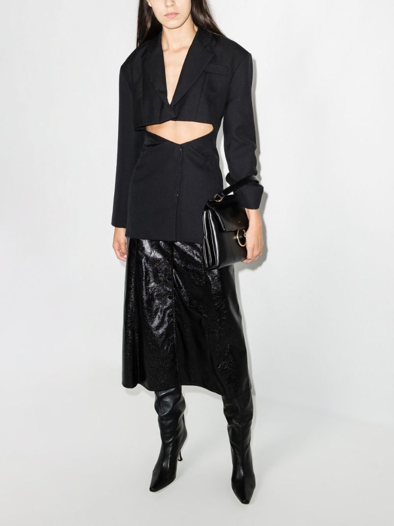 Baxomili Faux Leather Midi Skirt