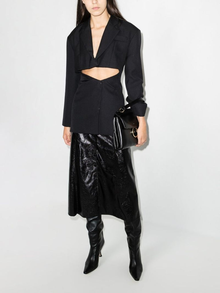Baxomili Faux Leather Midi Skirt