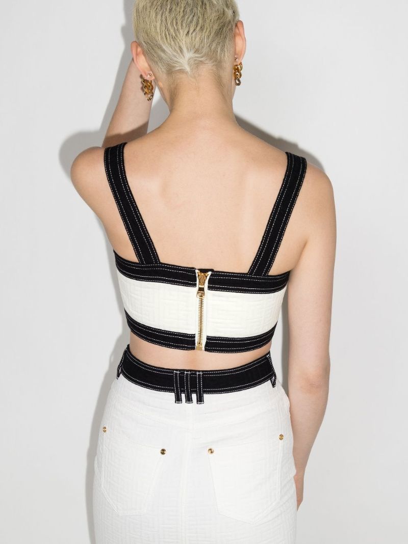 Monogram Denim Crop Top