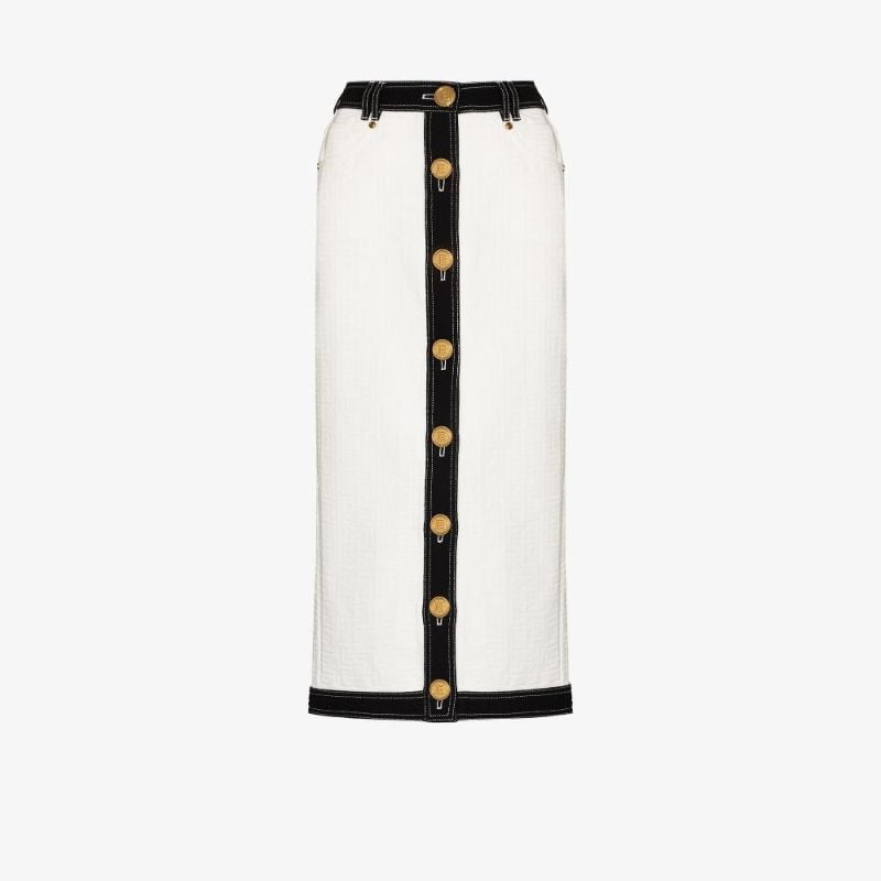 High Waist Cotton Midi Skirt