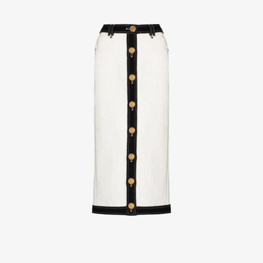 High Waist Cotton Midi Skirt