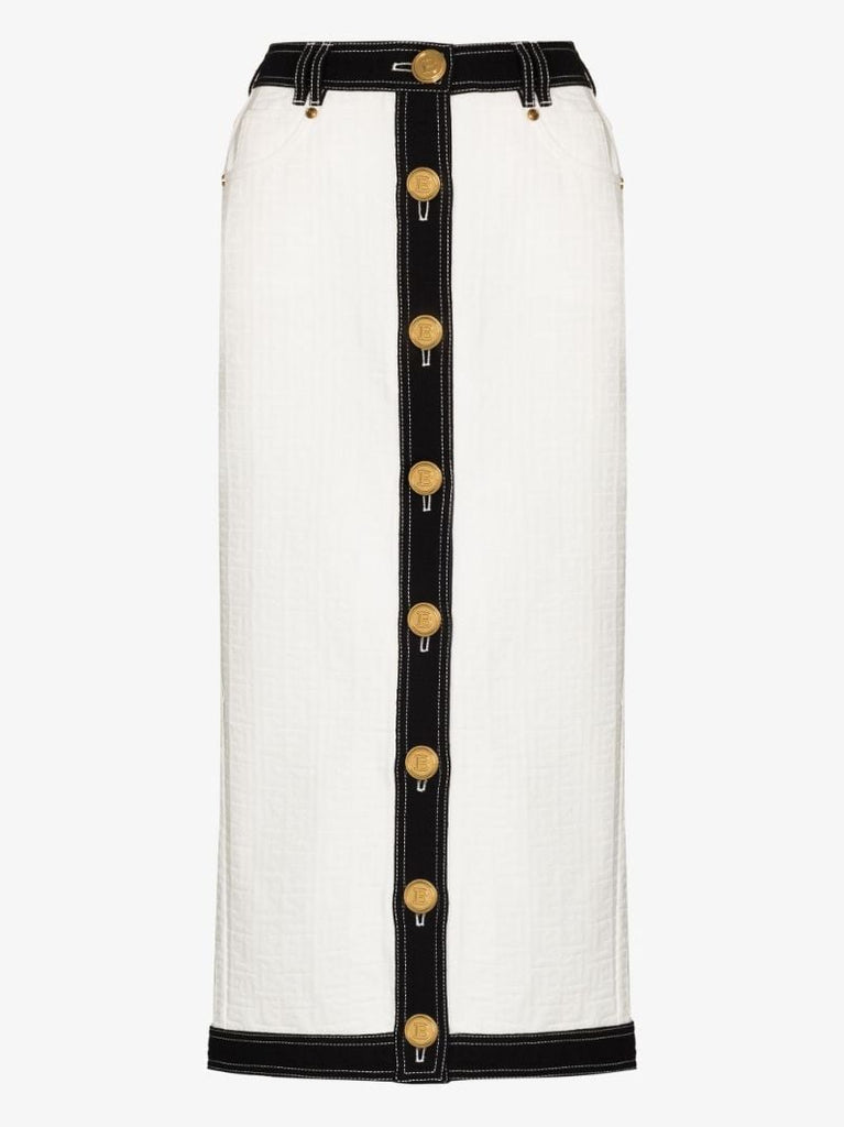 High Waist Cotton Midi Skirt