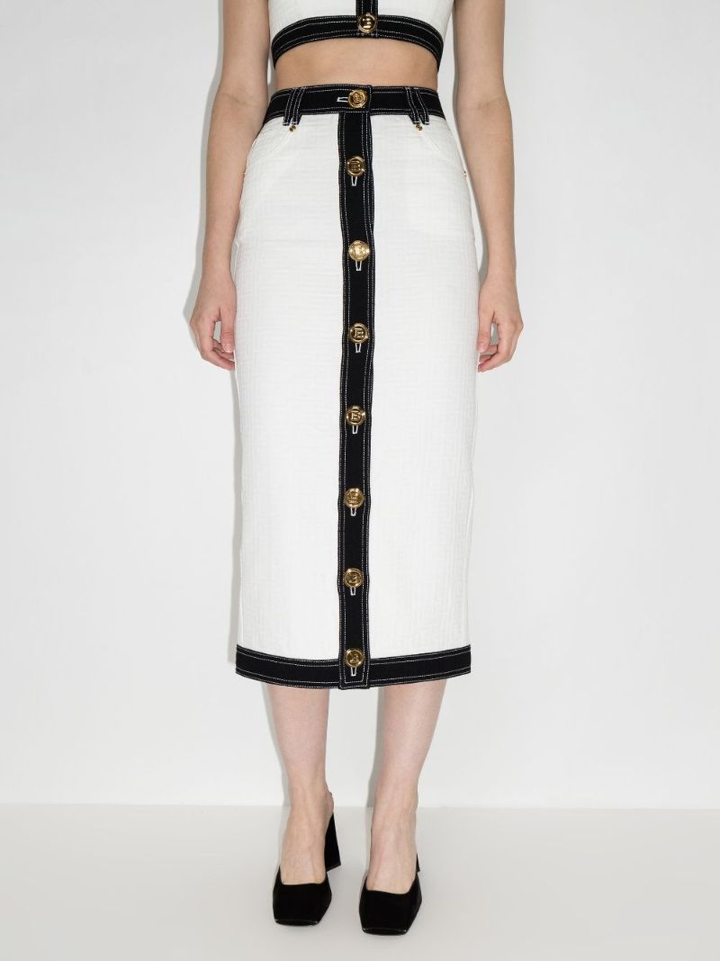 High Waist Cotton Midi Skirt