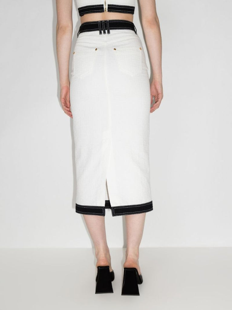 High Waist Cotton Midi Skirt