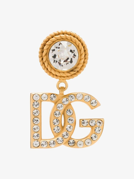 Gold-plated Logo Crystal Drop Earrings